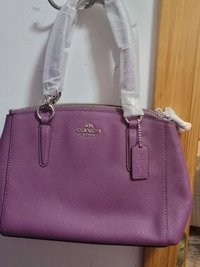 COACH Purple Saffiano Leather Satchel